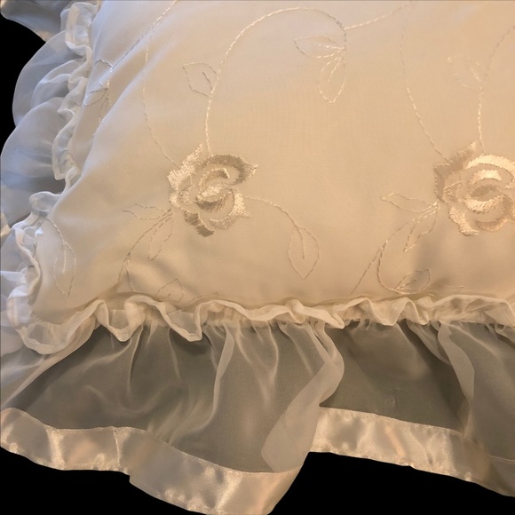 Victorian Style Pillow w/Embroidery and Satin Trim; 9”x15” Prop Pillow, Doll etc - Picture 6 of 6